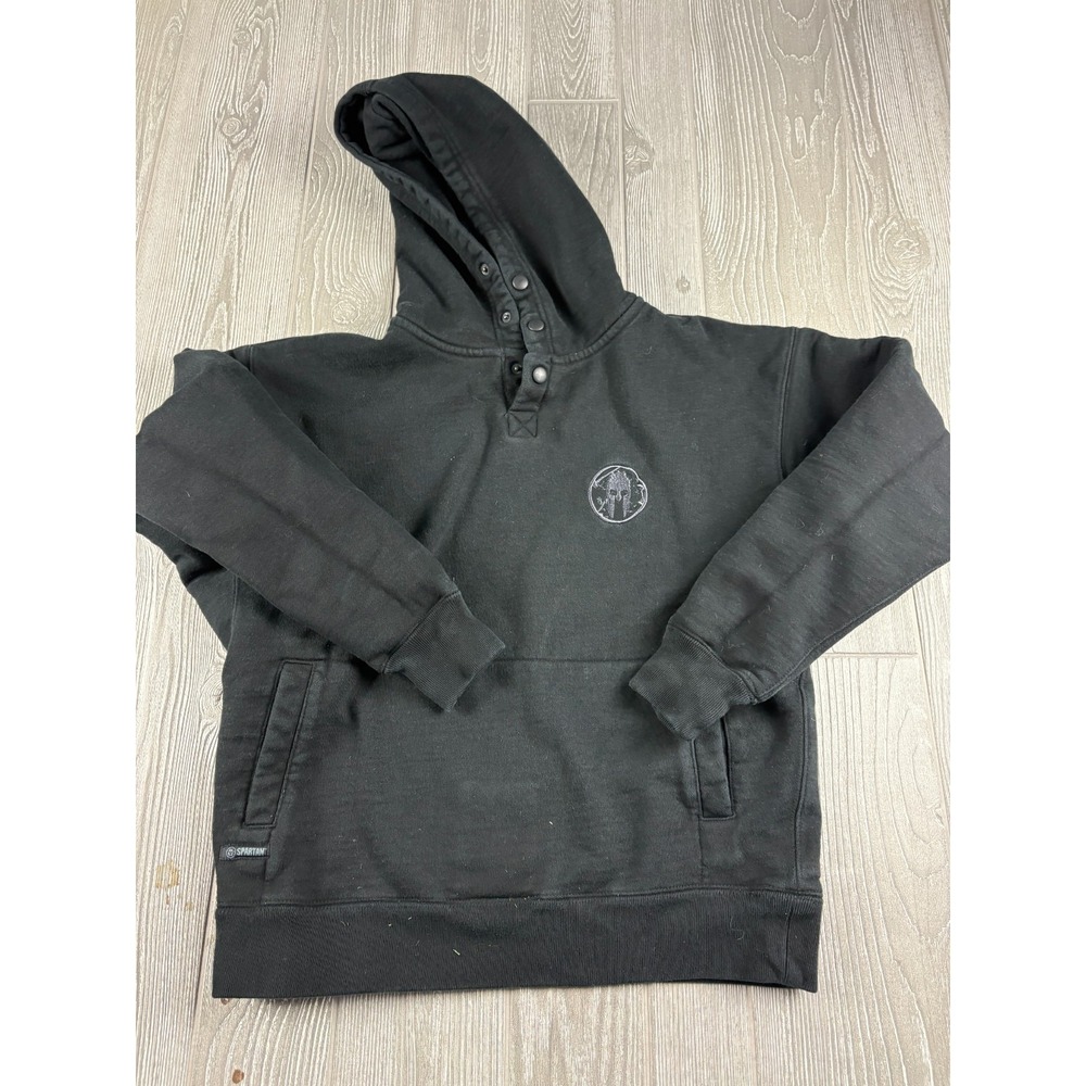 Spartan Hoodie Mens XS Black Ultra Heavyweight Pullover Kangaroo Pocket Snap